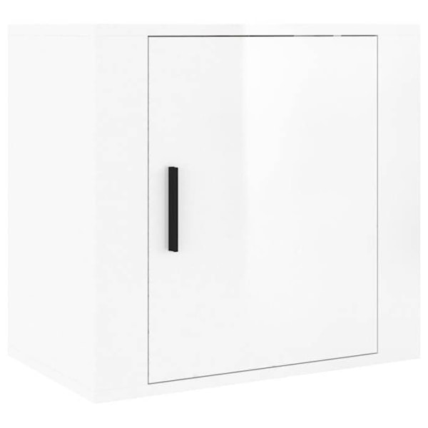 Yöpöytä, jossa on ovi ja lokero, mitat 50 x 30 x 47 cm, valkoinen kiiltävä tekninen puu DEC034239 Vit