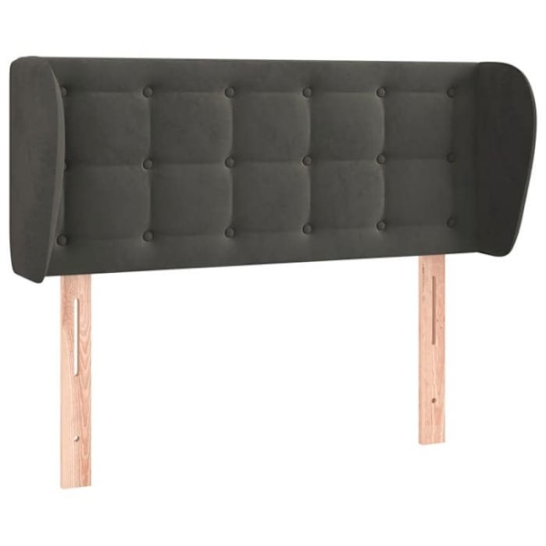 Hovedgærde til soveværelse, polstret sengemøbel med sidekant 93 x 23 x 78/88 cm i mørkegrå fløjl Grå