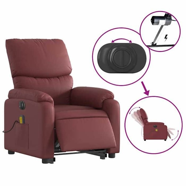 Afslapningsstol med massagefunktion og justerbar i rød bordeaux DEC027836 Bordeaux