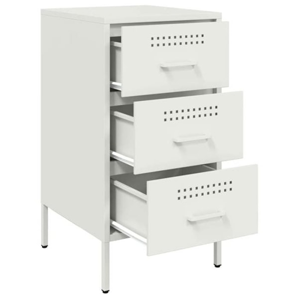 Set av 2 sängbord med 3 lådor 36 x 39 x 68 cm vit stål DEC034873 Vit