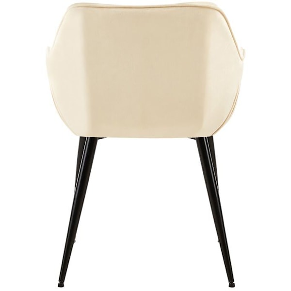 Set med 2 stolar i modern design för matplats i cremefärgad sammet och svarta metallben 10_0001584 Grädde