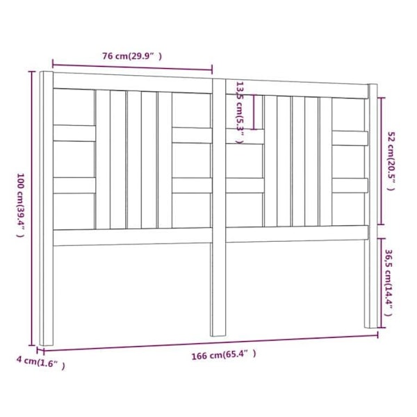 Hovedgærde til soveværelse 166 x 4 x 100 cm grå fyrretræ TDL0203382