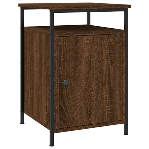 Sæt med 2 natborde med rum med dør 40 x 42 x 60cm ingeniørtræ i brun og jern DEC035865 kastanj