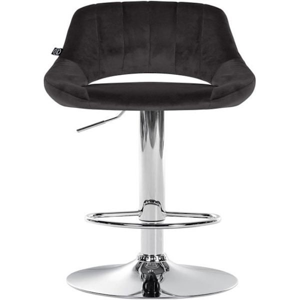 Barstol x1 med drejeligt og justerbart fodstøtte i sort velour og metal 10_0005216 Metall