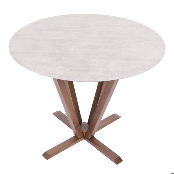 Bistro spisebord i træ, diameter 92 cm, HDF med betonlook, struktur i brun 04_0008483 kastanj