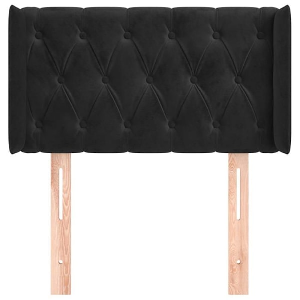 Hovedgærde til seng, soveværelse, møbel med sidelænet 83 x 16 x 78/88 Sort velvet stof