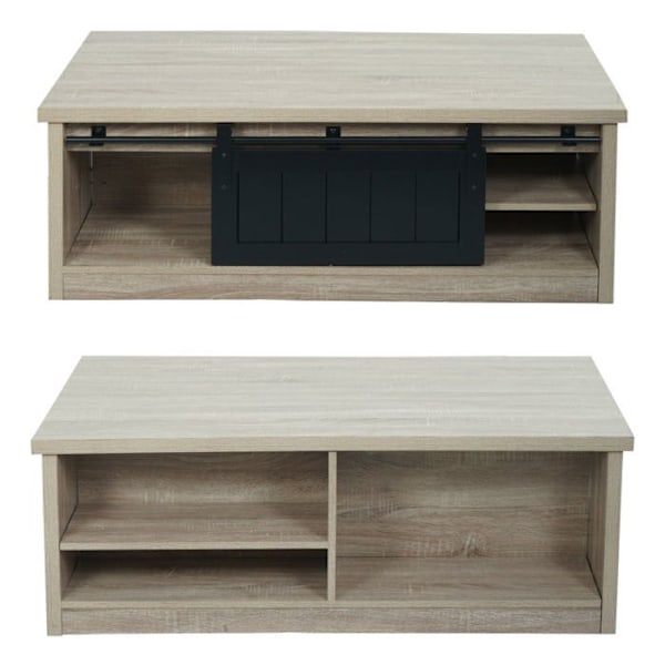 Bordvarmt bord med skydedør 6 opbevaringsrum i træ- og metalfinish 44x120x60 cm 04_0008435 kastanj