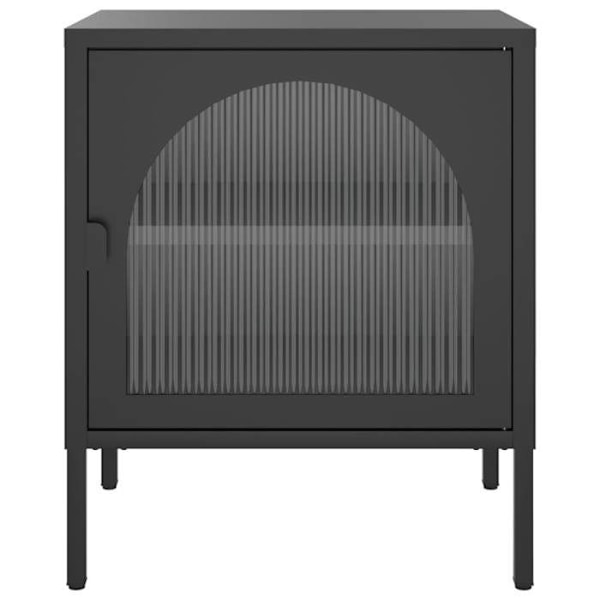 Kummutuspöytä, jossa kannele lasi ja hylly 50 x 35 x 60 cm lasia ja mustaa terästä DEC034510 Svart