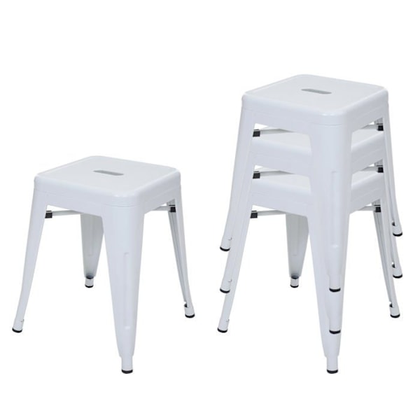 Set av 4 låga stapelbara metallstolar i vitt industriellt design 04_0007583 Vit