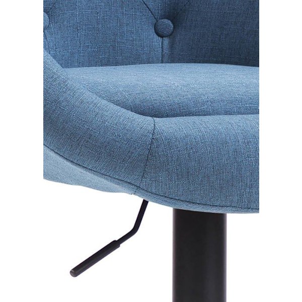 Modern design barstool äggformad med klädd yta och fotstöd i svart metall blått tyg TDB10321 Blå