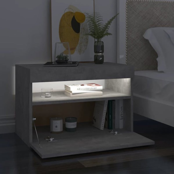 Yöpyöri LED-valoilla ja säilytystilalla 60 x 35 x 40 cm harmaata engineering-puuta DEC033192 kastanj