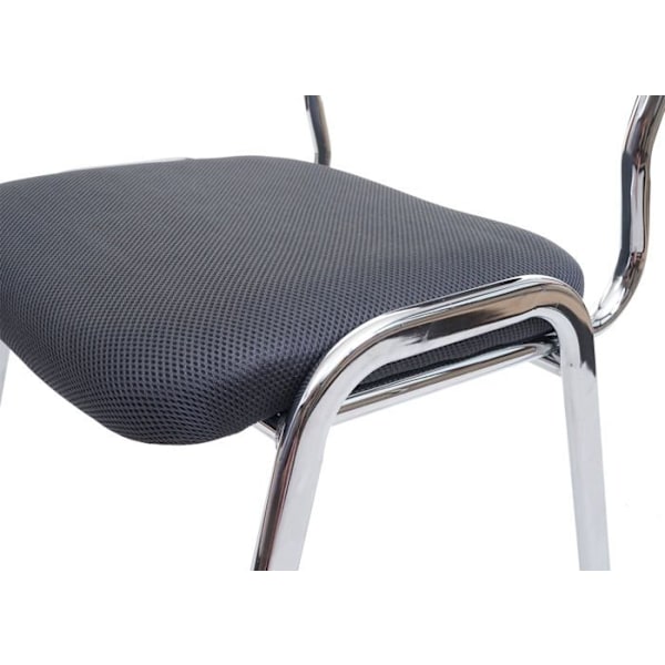 Sæt med 2 konference besøgsstole, stabelbare, mørkegrå stof/tekstil, krom ben 04_0000276 Grå