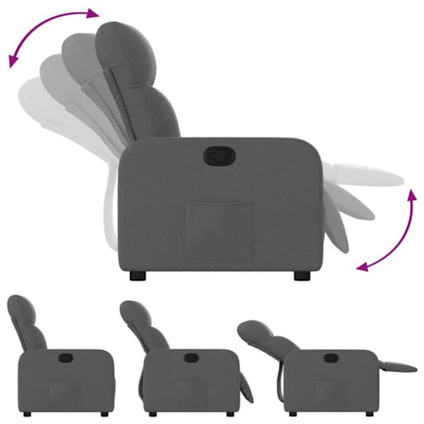 Fauteuil relax TV med komfortabel polstring og manuel hældningsfunktion i mørkegrå stof DEC027945 Grå