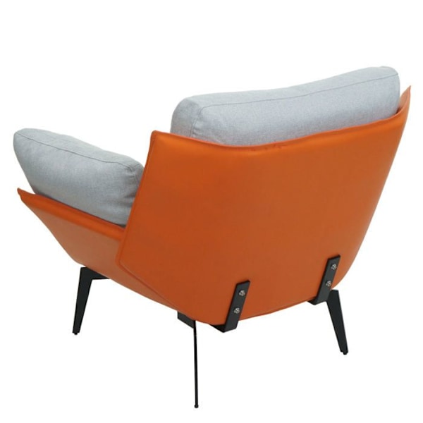 Fauteuil lange chaise de cocktail polstret afslapning i PVC terracotta og gråt stof metal sort 04_0006839 Grå
