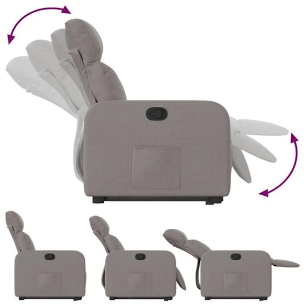 Soffa relax TV, komfortabel stoppning, elektrisk lyftfunktion i taupe tyg DEC028192 Guld