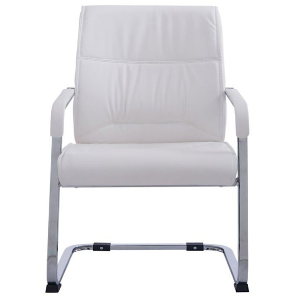 Kontor stol uden hjul besøgsstol uden hjul op til 260kg i hvid PVC 10_0002775 Vit