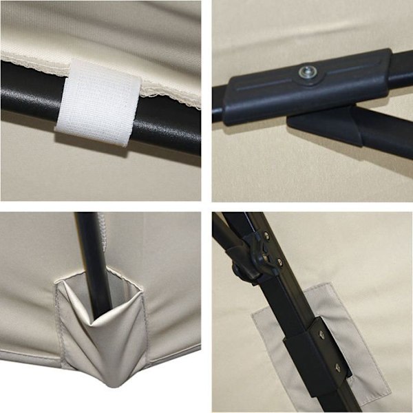 Parasol til restaurationsbrug 3,5x3,5m (Ø4,95m) polyester aluminium/stål 25kg grå creme uden fod 04_0003287 Grädde