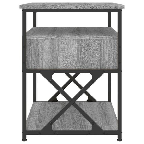 Sæt med 2 natborde med skuffe og hylde 40 x 42 x 55 cm i grå ingeniørtræ og jern DEC035731 kastanj