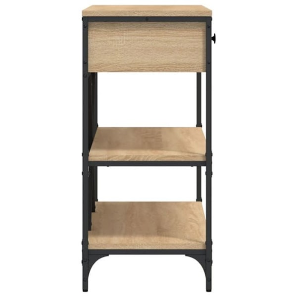 Konsolbord med skuffer og hylder 100 x 34,5 x 75 cm i ingeniørtræ farve eg og stål DEC031635 kastanj