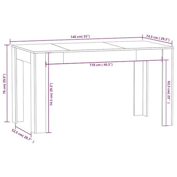 Moderne spisebord design 140 x 74,5 x 76 cm grå ingeniørtræ DEC036678 kastanj