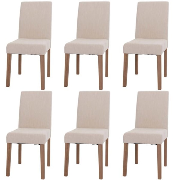 Set med 6 matstolar med hög rygg i creme färgad chenille och ljusa ben 04_0007635 Grädde