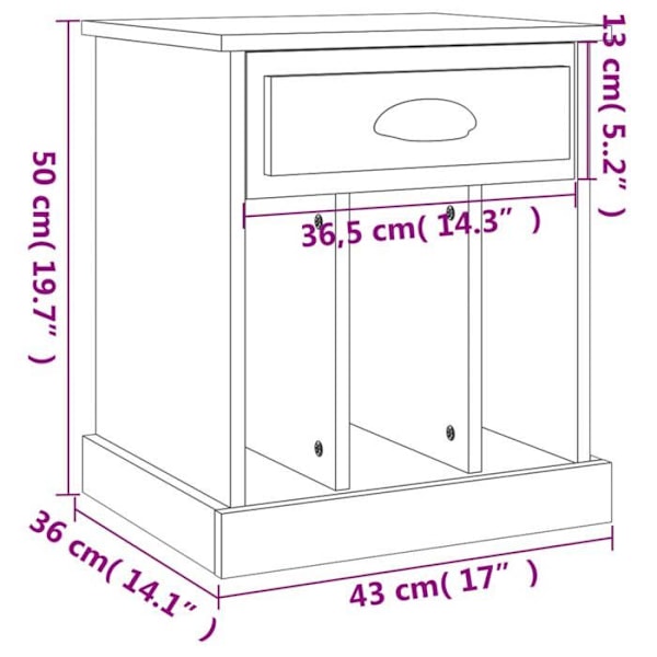Yöpöytä laatikolla ja lokeroilla 43 x 36 x 50 cm valkoinen insinööripuusta DEC033501 Vit
