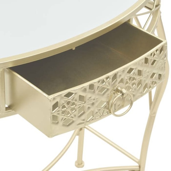 Konsolbord med skuffe 82 x 39 x 76 cm i forgyldt metal og glas DEC032541 Metall