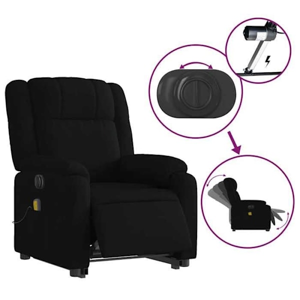 Massage- og hvilestol med 6 massagepunkter i sort stof DEC027814 Svart