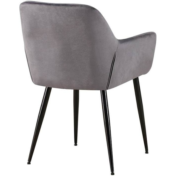 Set med 2 retro design matsalsstolar med dekorativa sömmar i rutor, sits i grå sammet 10_0001534 Grå