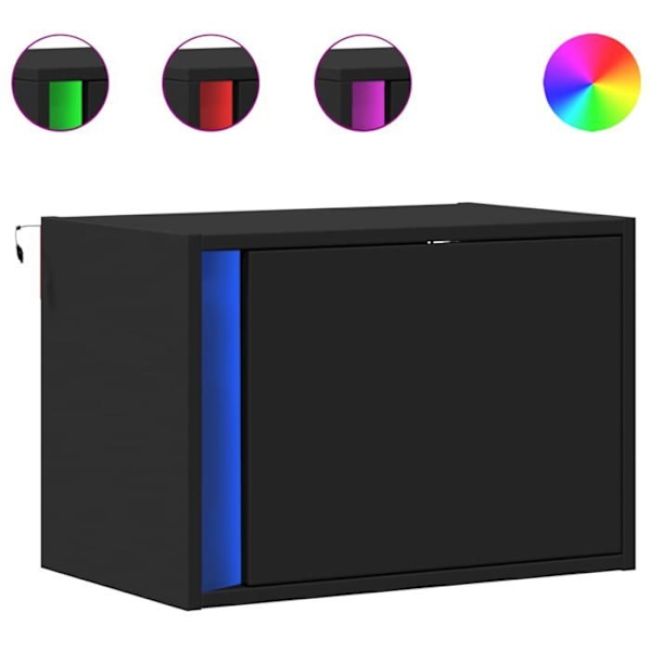 Sæt af 2 vægmonterede natborde 50 x 31 x 35 cm med LED-lys i sort ingeniørtræ DEC036165 kastanj