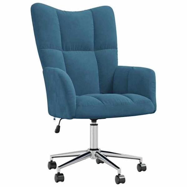 Loungefåtölj kontorssoffa på hjul modern design i blått sammet DEC026645 Blå