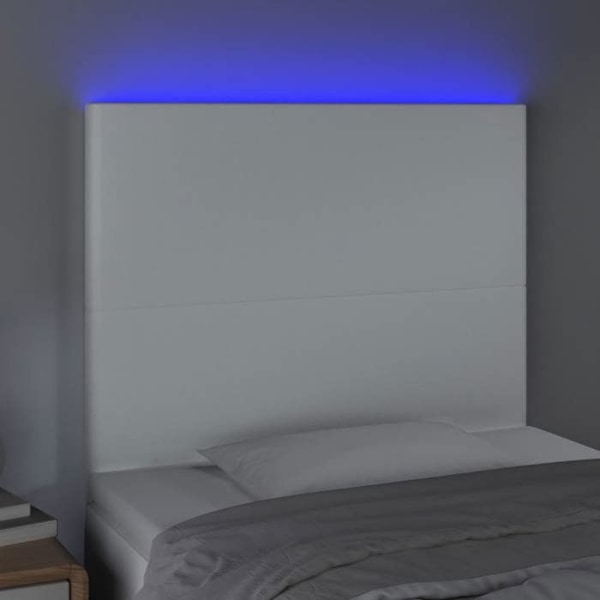Hovedgavl - LED - 90x5x118/128 cm - Syntetisk læder hvid - Moderne design - Pletbestandig Vit