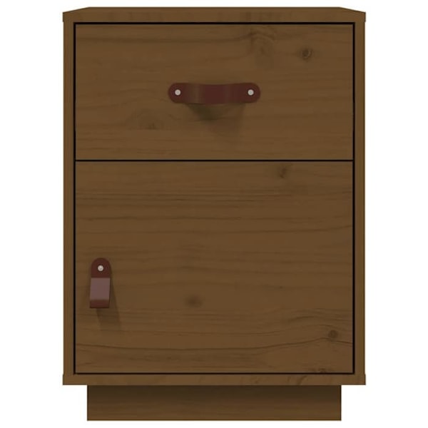Set med 2 sängbord med låda och fack med dörr 40 x 34 x 55cm i furu, färg ek DEC035923 kastanj