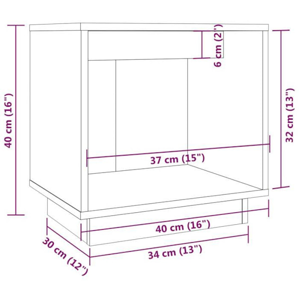 2 kpl yötaulua avoimella osastolla 40 x 30 x 40 cm valkoista mäntyä DEC034892 Vit