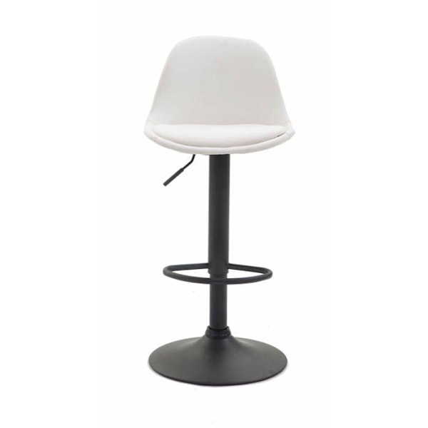 Barstol med fotstöd i modern design, vit syntetisk, ben i matt svart metall