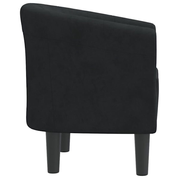 Lounge-fåtölj med bekväm sittplats, modern design i svart sammet DEC026473 Svart