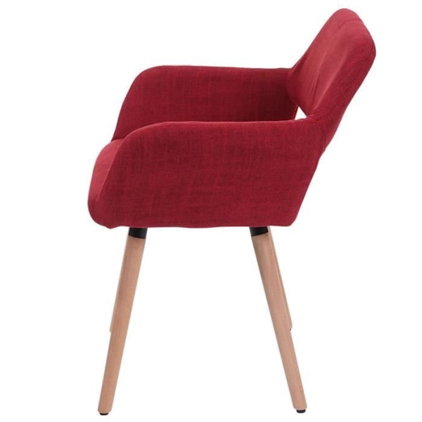 Punainen retro tyyliin design-tuoli ilman pyöriä ruokasalipöydälle, metallijalka.