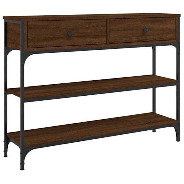 Praktisk konsolbord med lådor för en organiserad hall 100 x 25 x 75 cm brun ingenjörsträ och metall DEC0318 kastanj