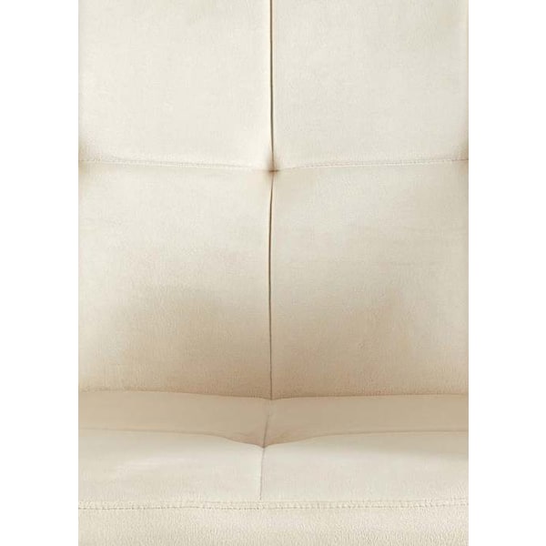 2 kpl retro-designtuoleja ruokasaliin, koristeompeleita neliöissä, samettipäällinen vaaleankreemivärissä 10_0001533 Grädde