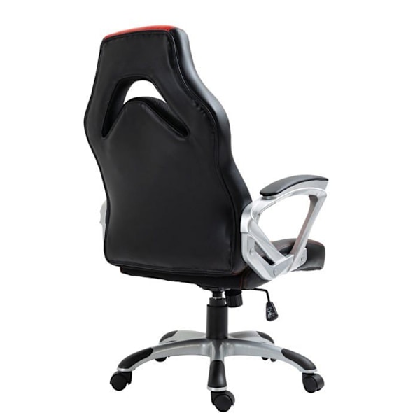 Gamer stol med hjul i sort og rød imitation læder til spillekonsol og skrivebord