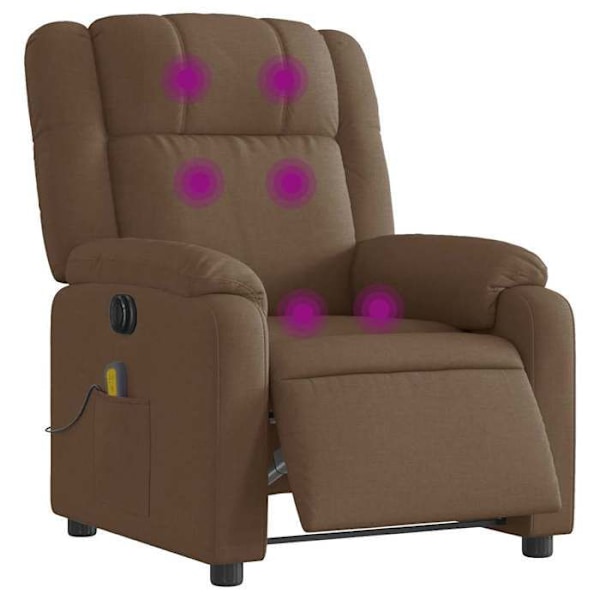 Relaxationsstol med elektrisk vippefunktion og 6 massagepunkter i brun stof DEC027794 kastanj