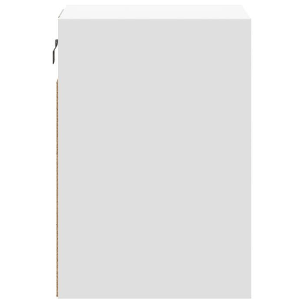 Væghængt natbord med LED-lys 41 x 31 x 45 cm i hvidt ingeniørt træ DEC034165 Vit