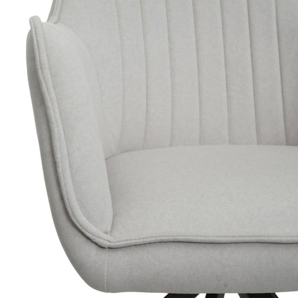Set om 6 matstolar med armstöd, snurrande sits i cremefärgad tyg, trebent ram 04_0007746 Grädde