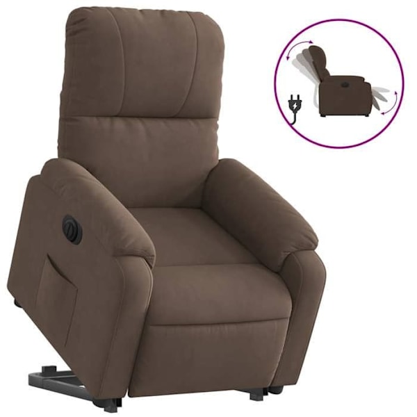 Soffa med TV-lägesfunktion och mycket bekväm elektrisk lyft i brunt mikrofiber DEC028457 kastanj