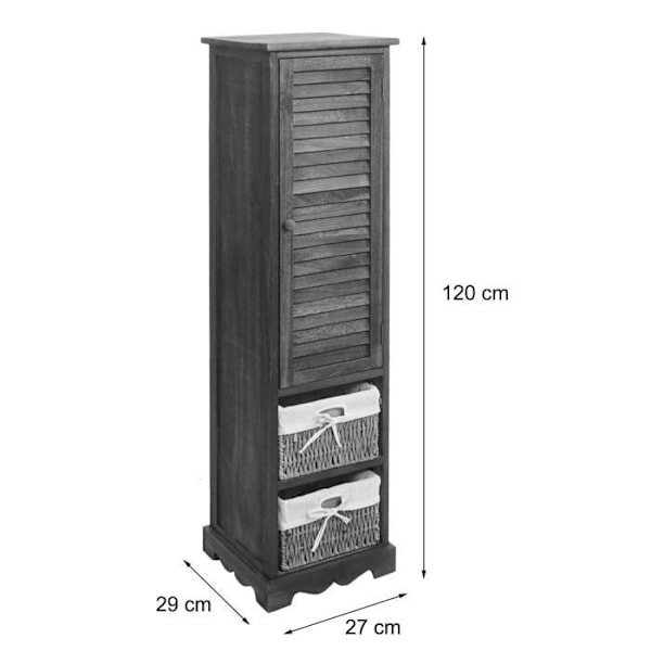 Badrumsförvaringskommod hylla förvaringskorgar 120x27x29cm massivt trä vitvitt 04_0004349 Vit