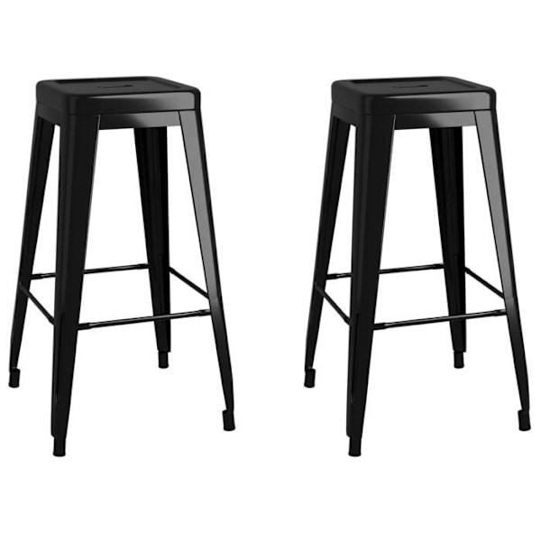 Set med 2 stapelbara barstolar i industriell design i svart metall DEC029589 Metall