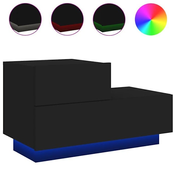 Yöpöytä LED-valoilla ja laatikoilla 70 x 36 x 40,5 cm musta kuitulevy DEC033197 kastanj