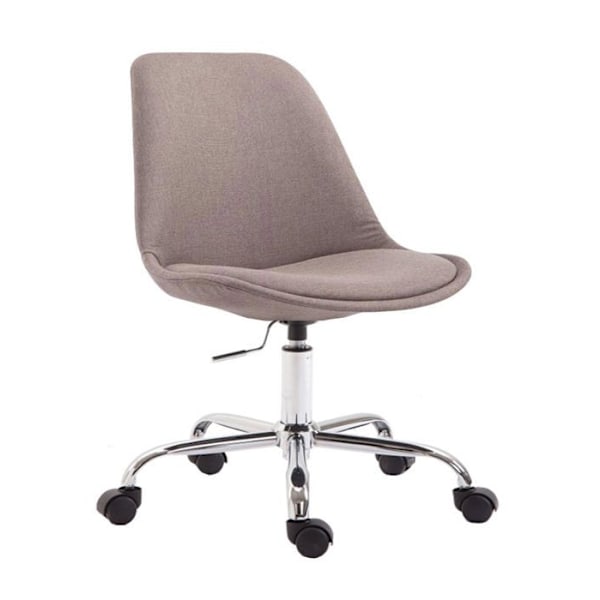 Kontorstol arbejdsstol på hjul højdejusterbar i stof taupe og metal krom 10_0002689 Metall