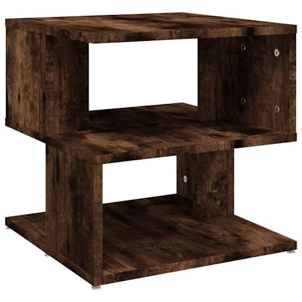 Sohvapöytä hyllyllä 40 x 40 x 40 cm ruskeasta engineering-puusta DEC032385 kastanj