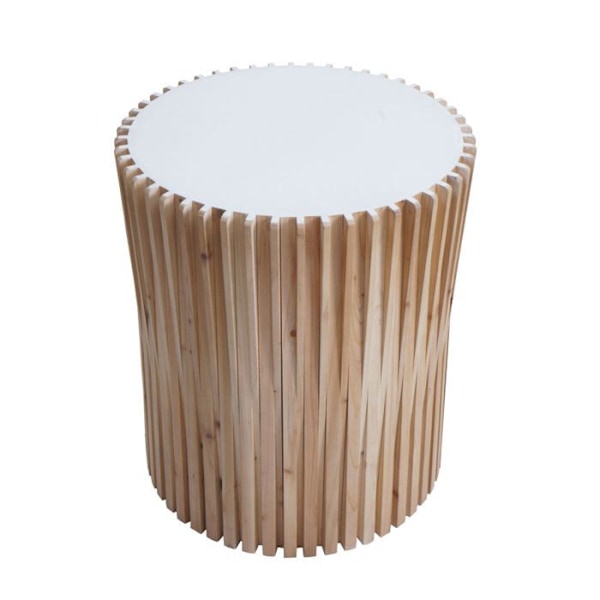 Sidoch bord soffbord stöd för växter i furu och MDF diameter 51 cm vit 04_0008505 Vit